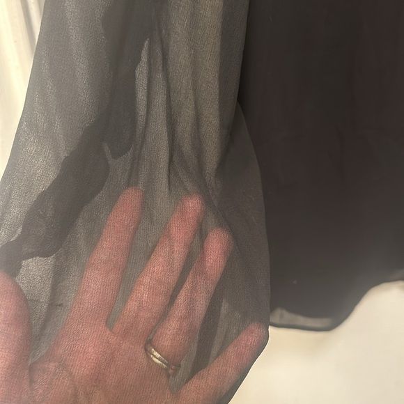 New Calvin Klein Womens Sheer Tie Neck Blouse, Black size small - Picture 11 of 13